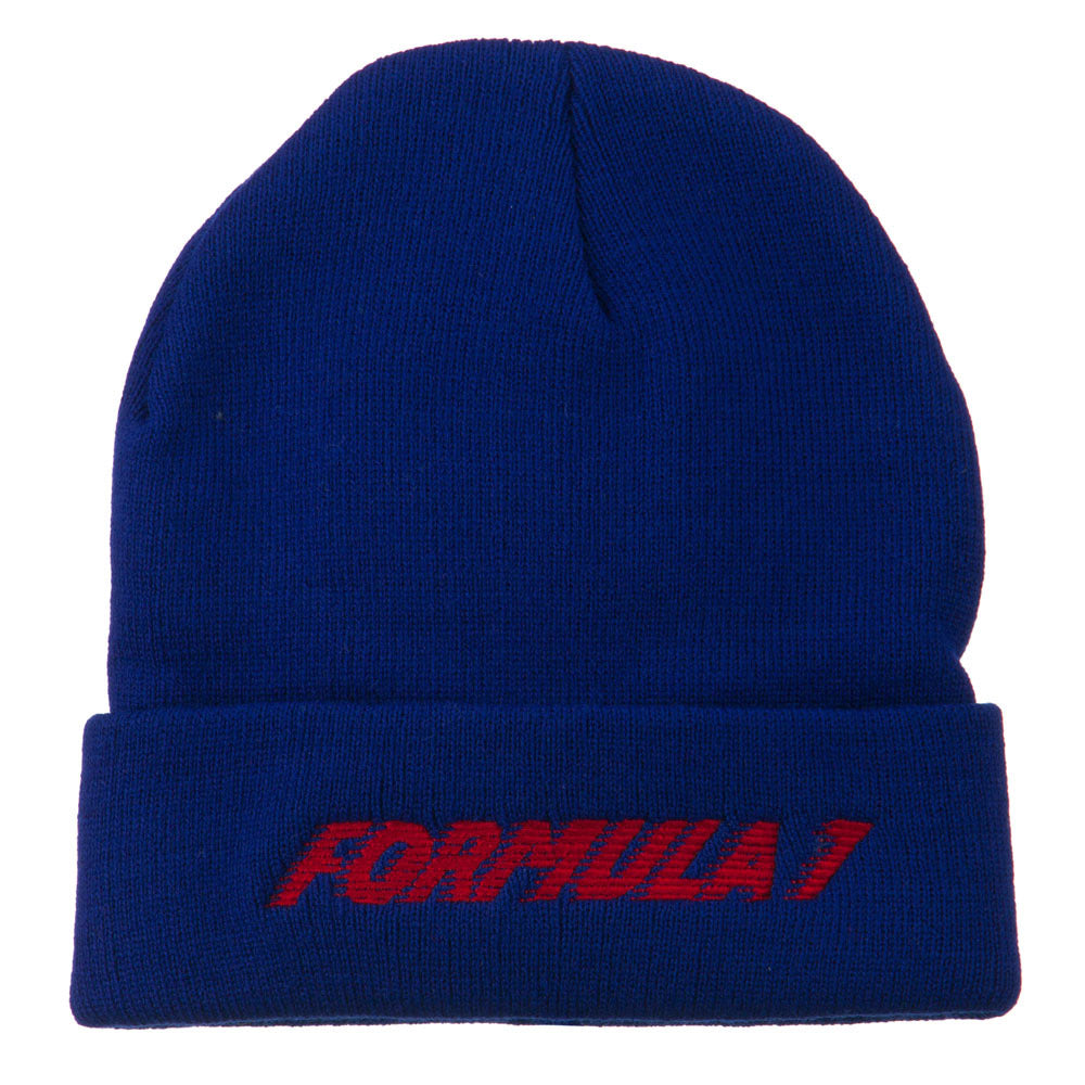 Auto Racing Formula 1 Embroidered Long Beanie - Royal OSFM