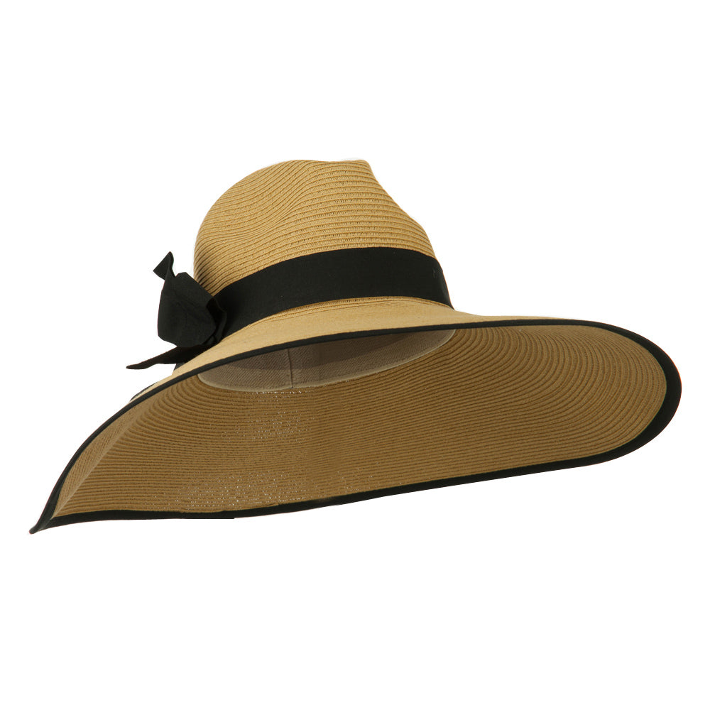 UPF 50+ Fedora Crown 6 Inch Brim Hat - Tan Black OSFM