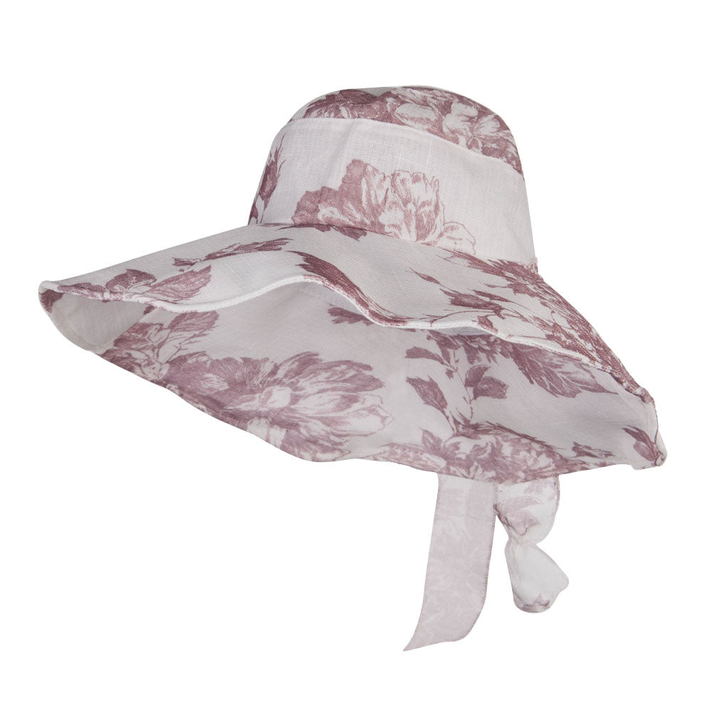 Floral Design Bow Crushable Hat - Red OSFM