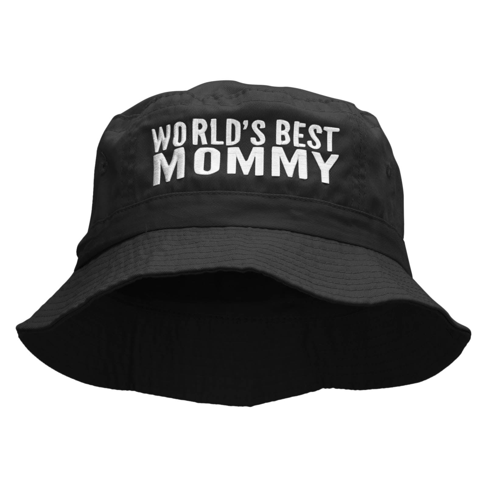 World&#039;s Best Mommy Embroidered Bucket Hat - Black OSFM