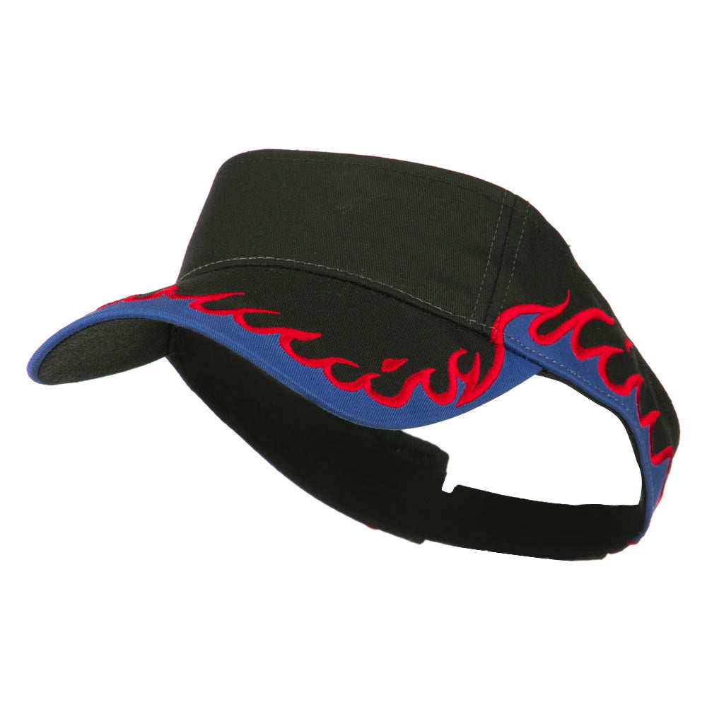 Cotton Twill Flame Visor - Black Royal Red OSFM