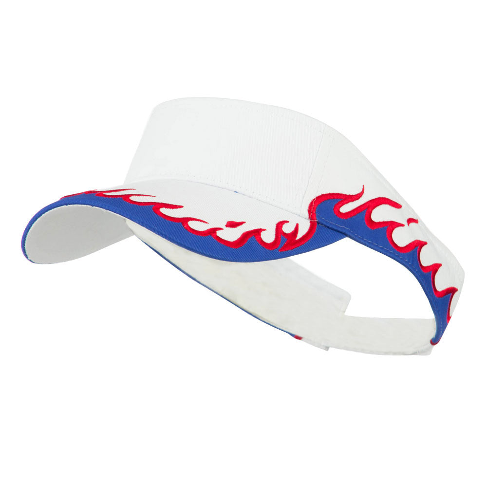 Cotton Twill Flame Visor - White Royal Red OSFM