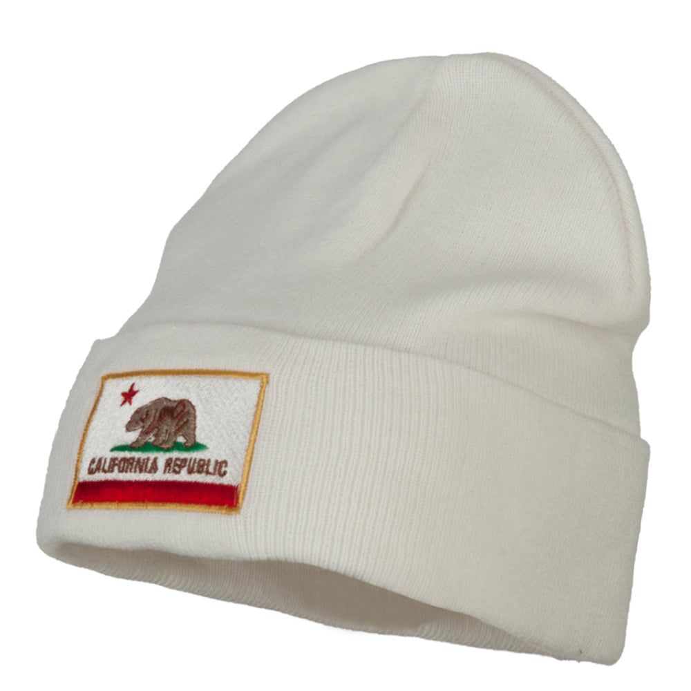 California Republic Embroidered Big Size Long Beanie - White XL-3XL