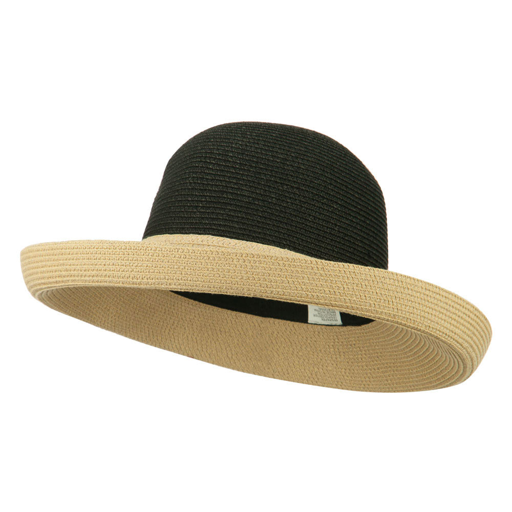 UPF 50+ Two Tone Roll Up Hat - Black Tan OSFM