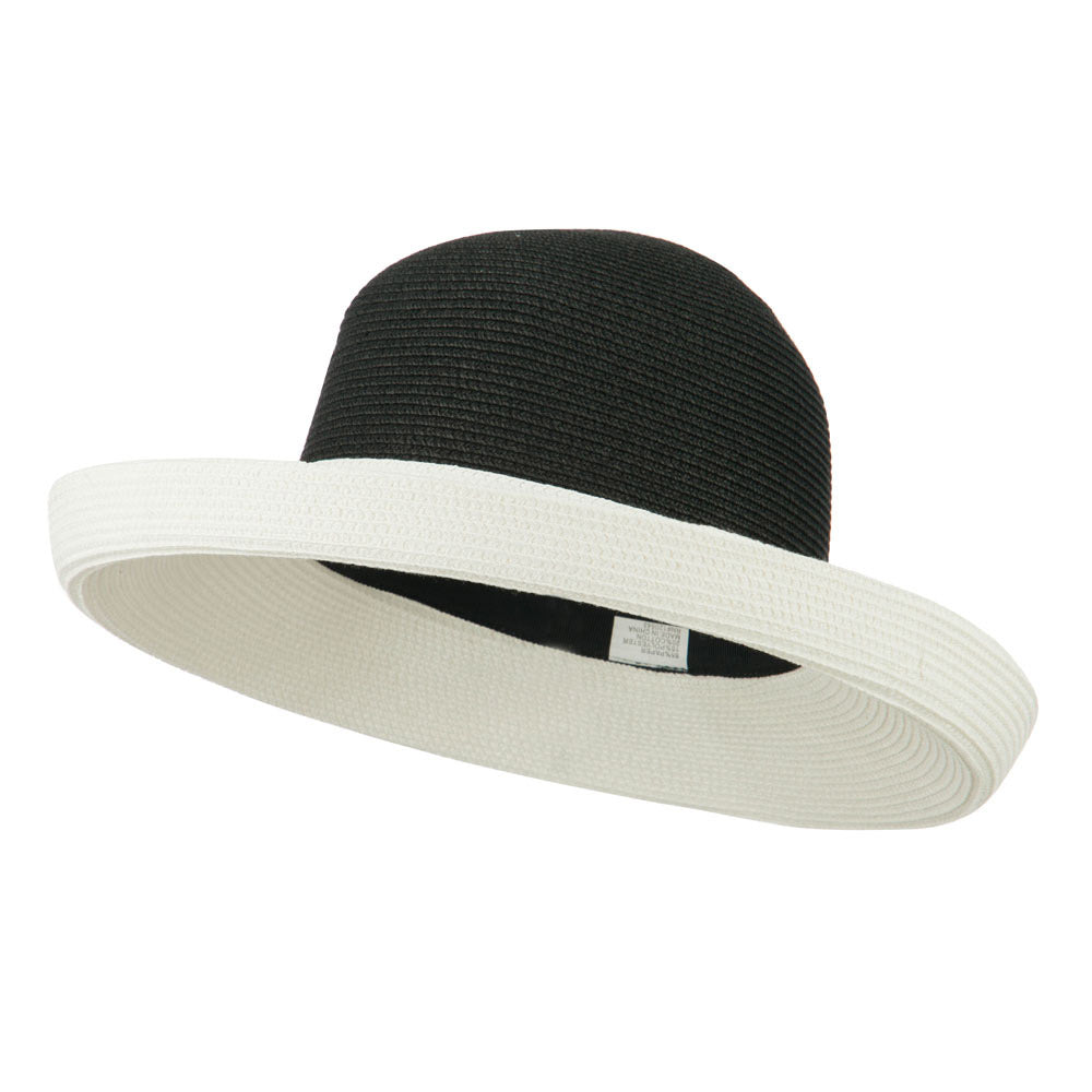 UPF 50+ Two Tone Roll Up Hat - Black White OSFM