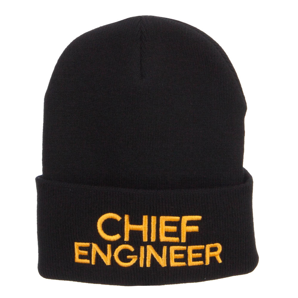 Chief Engineer Embroidered Long Beanie - Black OSFM