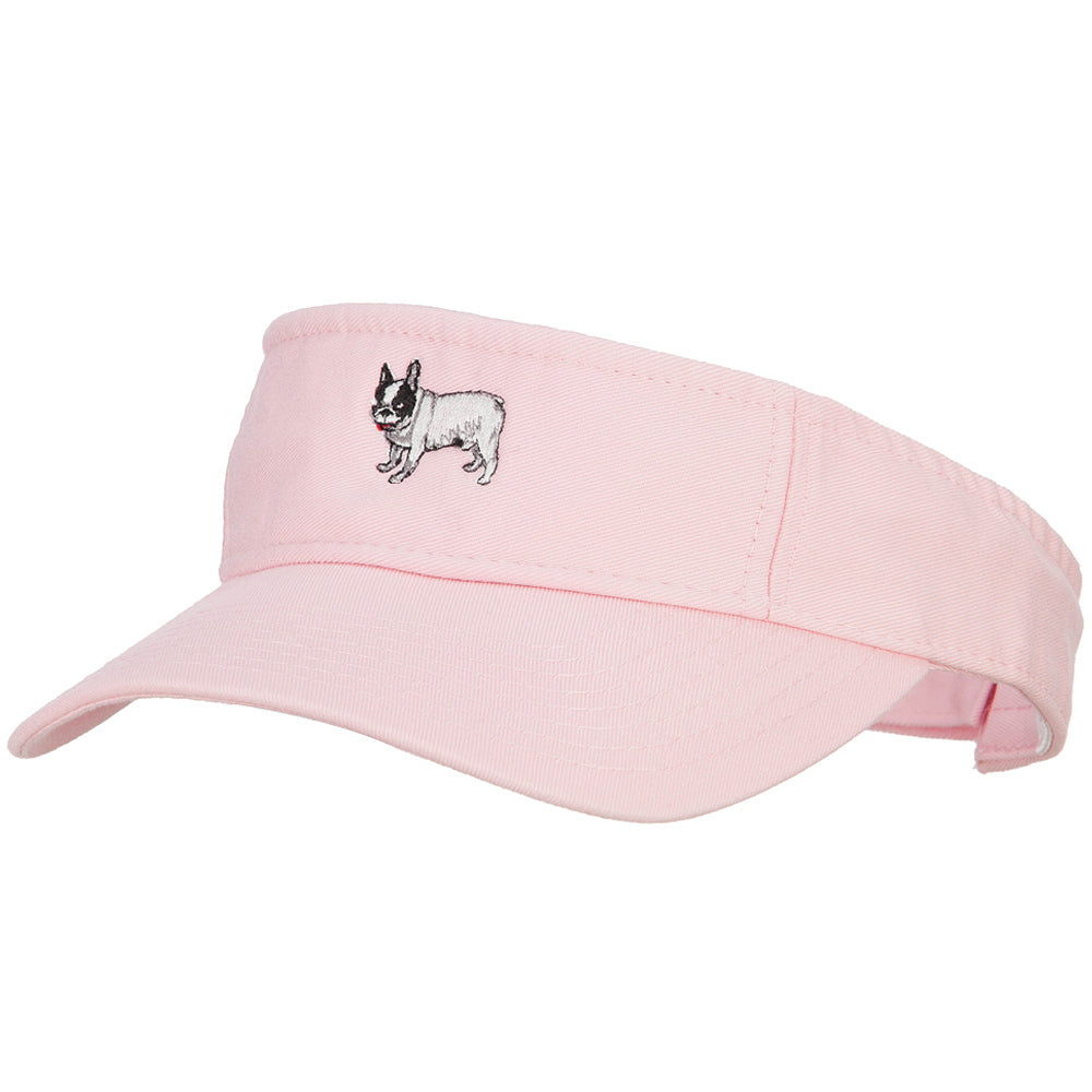 French Bulldog Embroidered Pro Style Cotton Washed Visor - Lt Pink OSFM