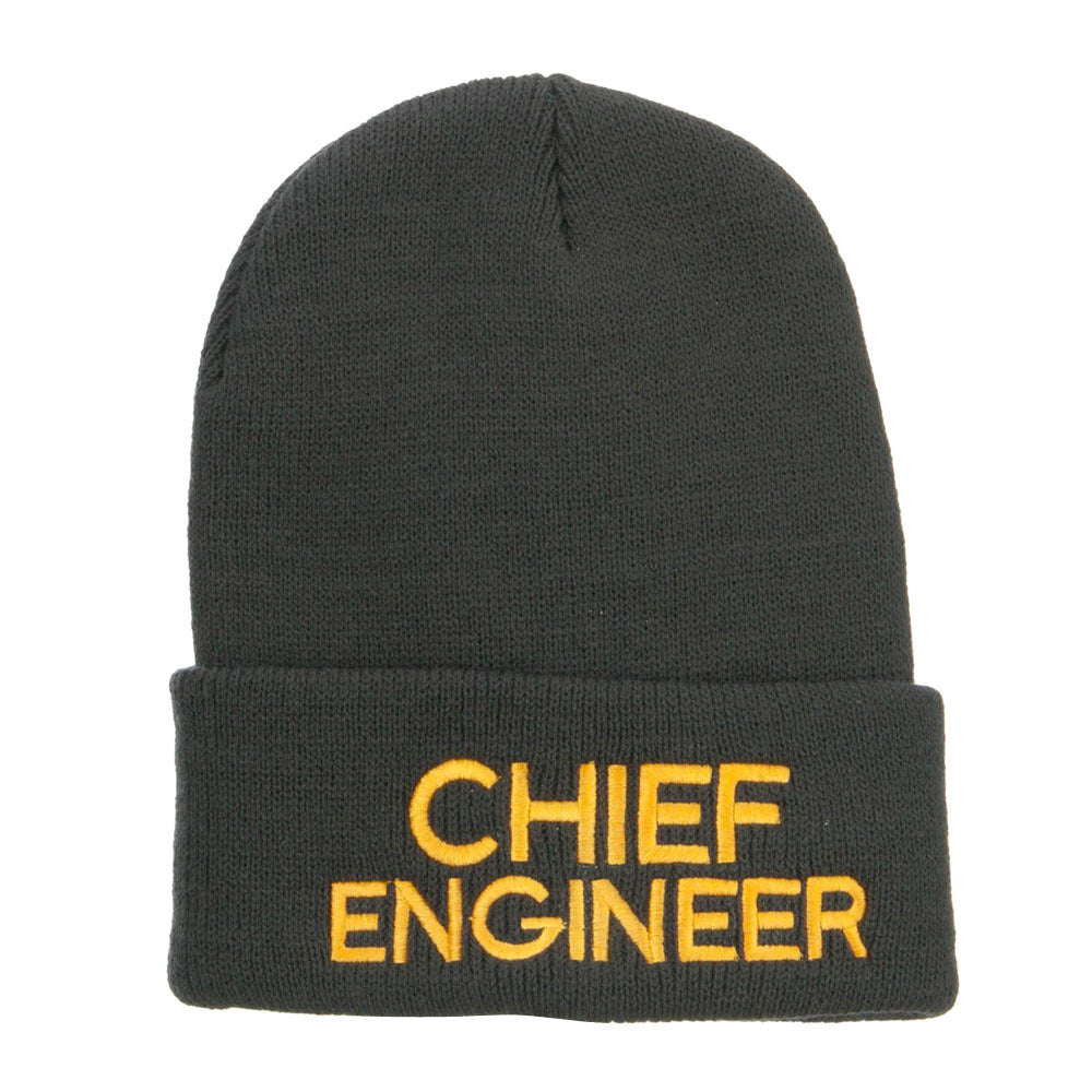 Chief Engineer Embroidered Long Beanie - Dk Grey OSFM