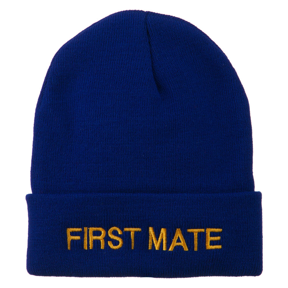 First Mate Embroidered Long Beanie - Royal OSFM