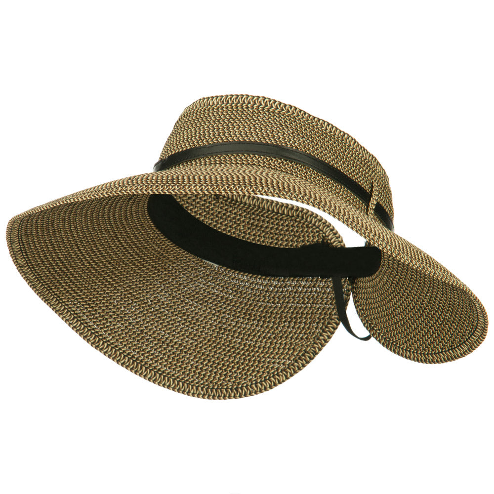 Women&#039;s UPF 50+ Tweed Buckle Roll Up Visor - Black Brown OSFM