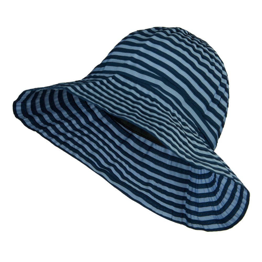 Crushable Lady&#039;s Striped Bucket Hat - Blue OSFM