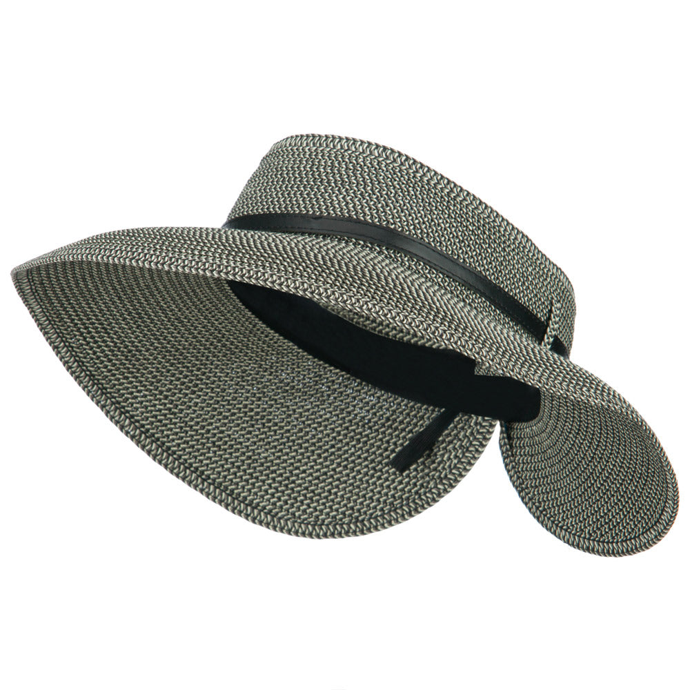 Women&#039;s UPF 50+ Tweed Buckle Roll Up Visor - Black Grey OSFM