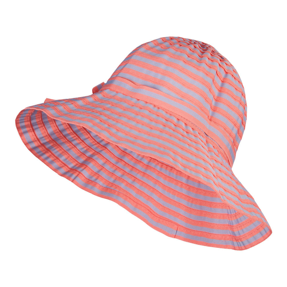 Crushable Lady&#039;s Striped Bucket Hat - Pink OSFM