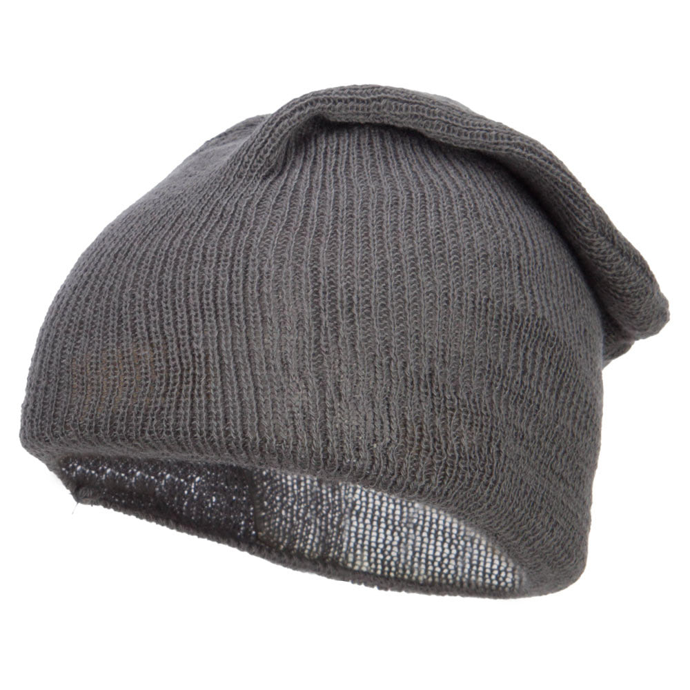 Long Deep Shell Slouchy Beanie - Grey OSFM