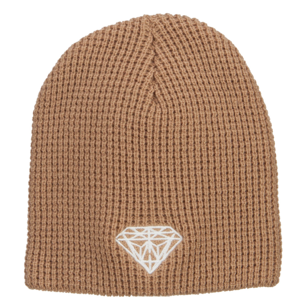 Big Size Diamond Embroidered Waffle Beanie - Khaki XL-3XL