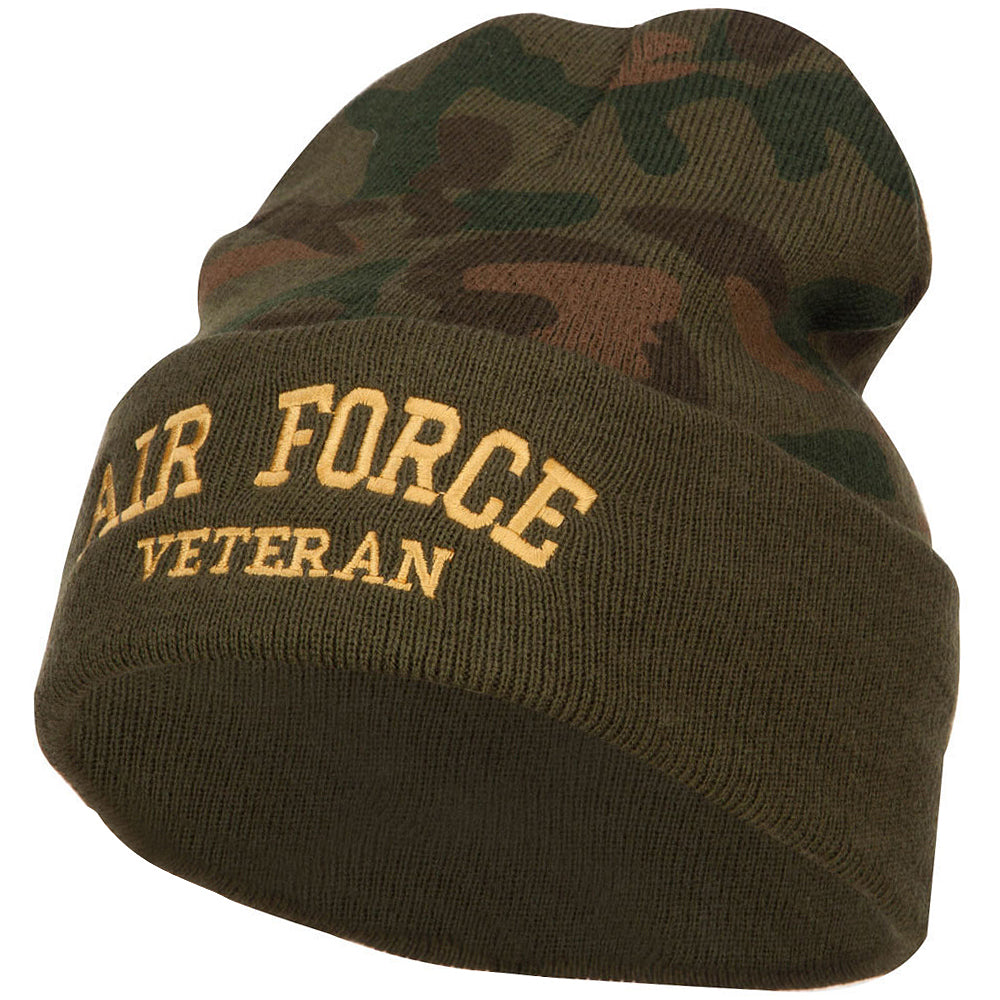 Air Force Veteran Letters Embroidered Camo Beanie - Green OSFM
