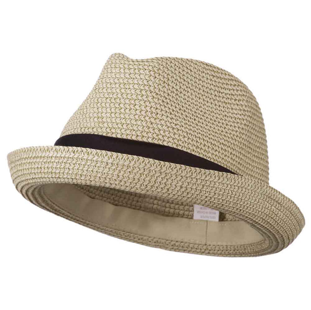 Men&#039;s Fedora with Paper Straw Braid - Beige L