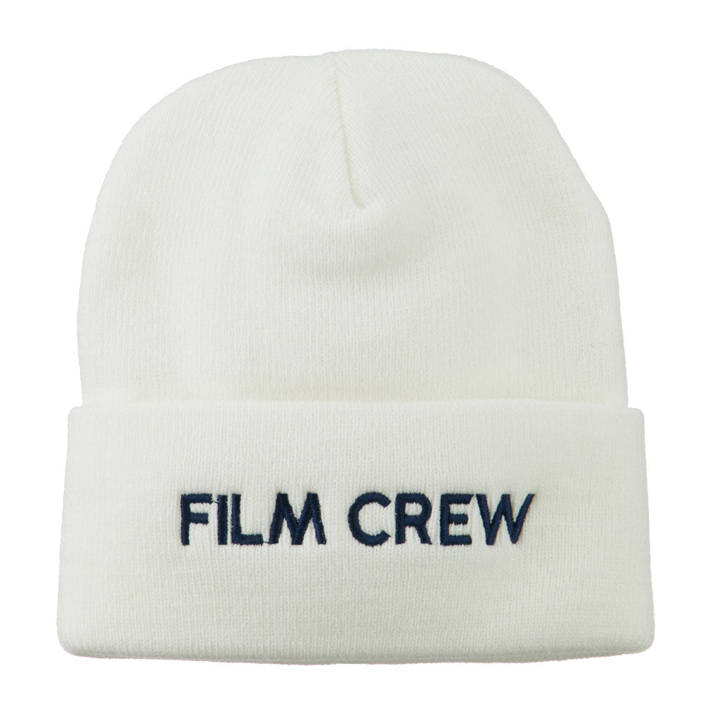 Film Crew Embroidered Long Beanie - White OSFM