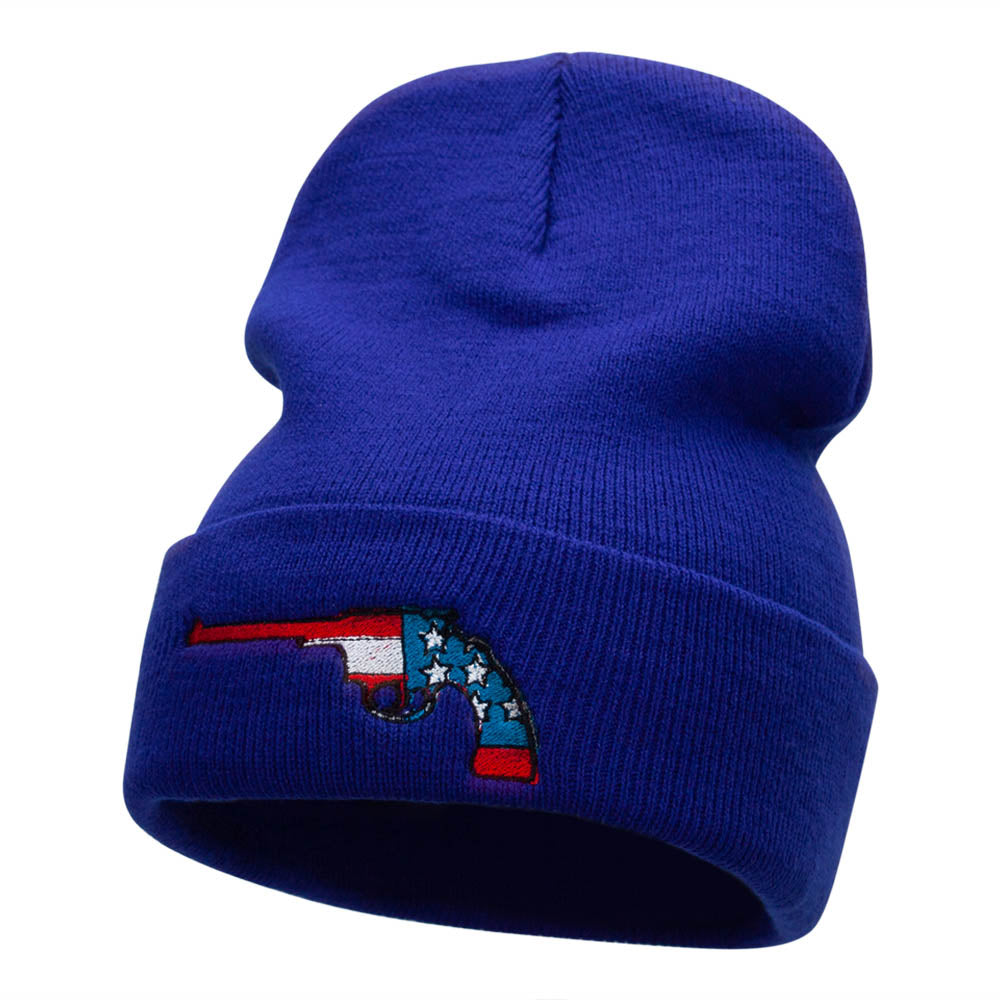 Ruger American Flag Embroidered Long Knitted Beanie - Royal OSFM