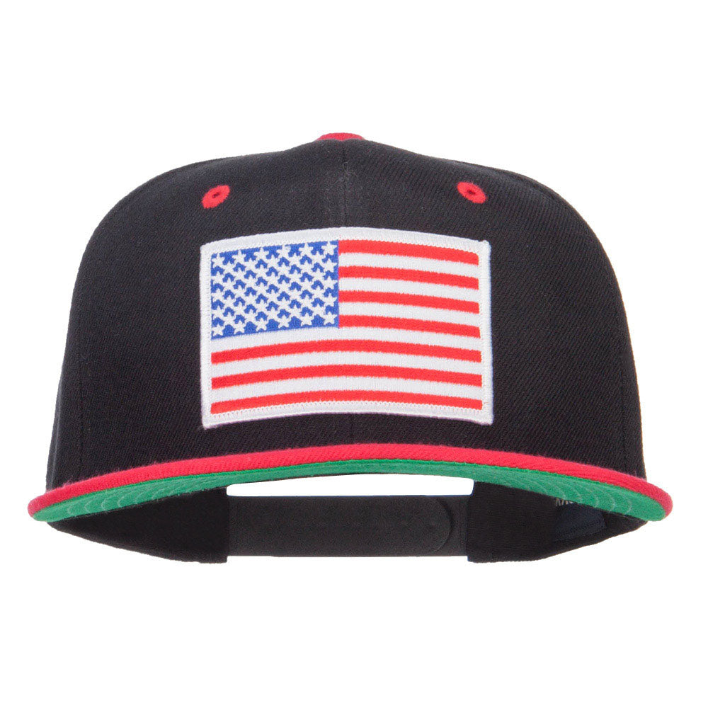 American Flag Patched Two Tone Snapback - Black Red OSFM