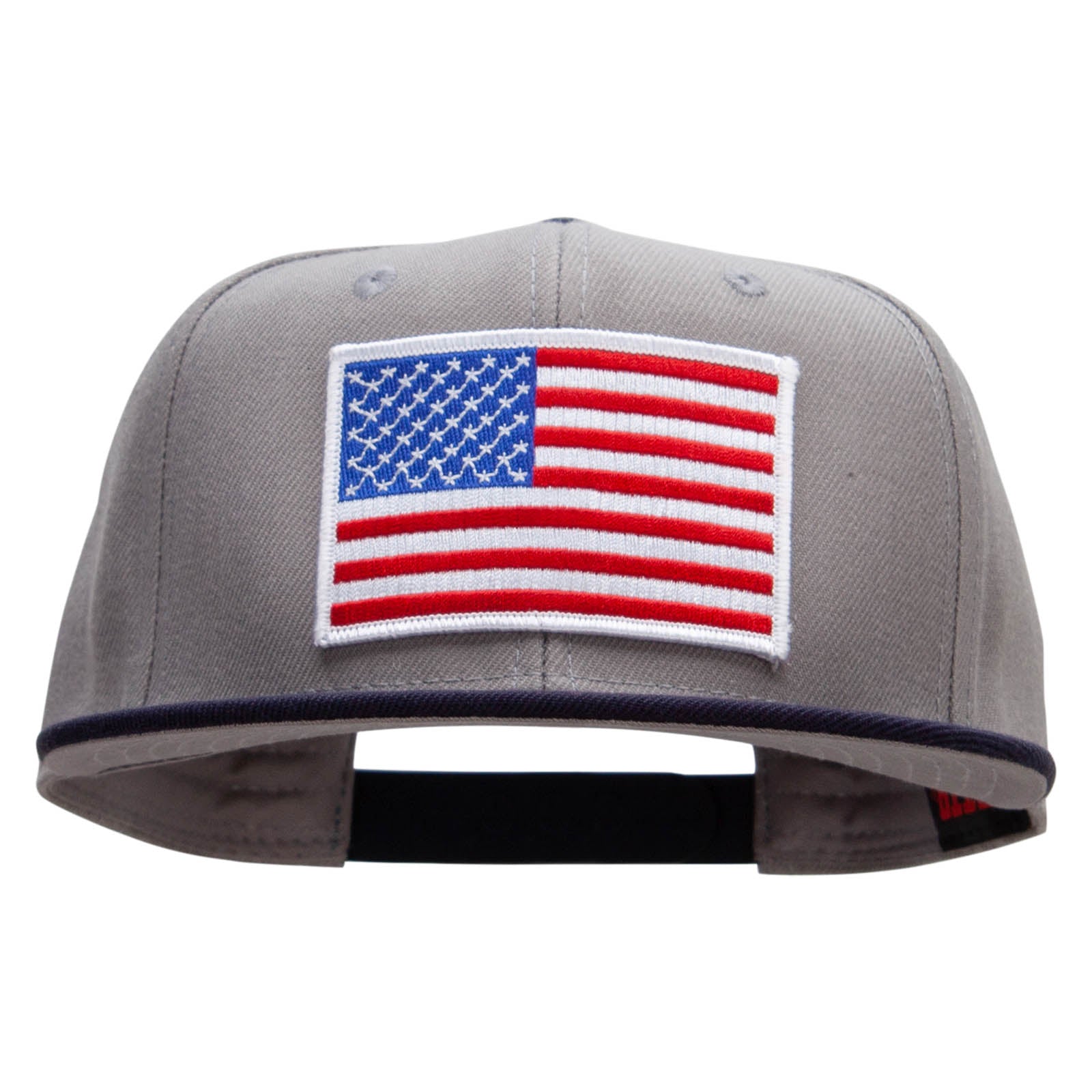 American Flag Patched Two Tone Snapback - Grey Navy OSFM