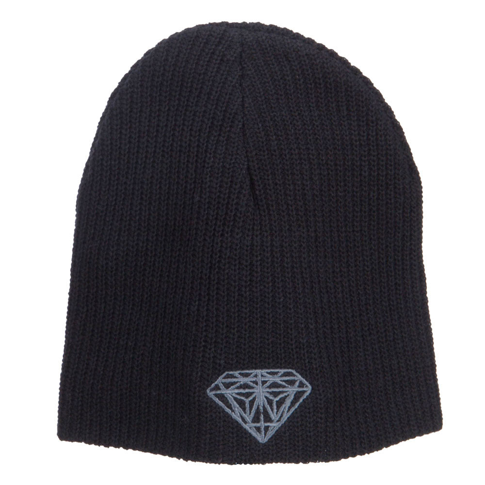 Grey Diamond Embroidered ECO Cotton XL Size Beanie - Black OSFM