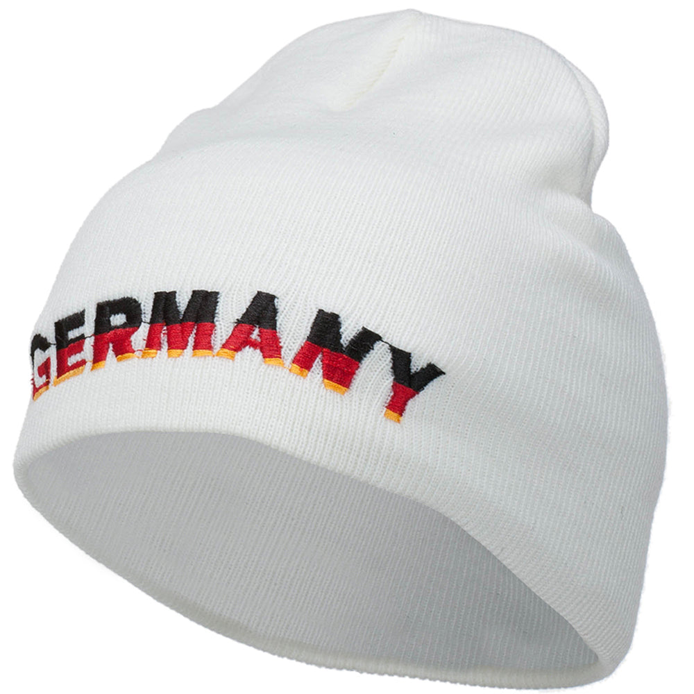 Germany Embroidered Short Beanie - White OSFM