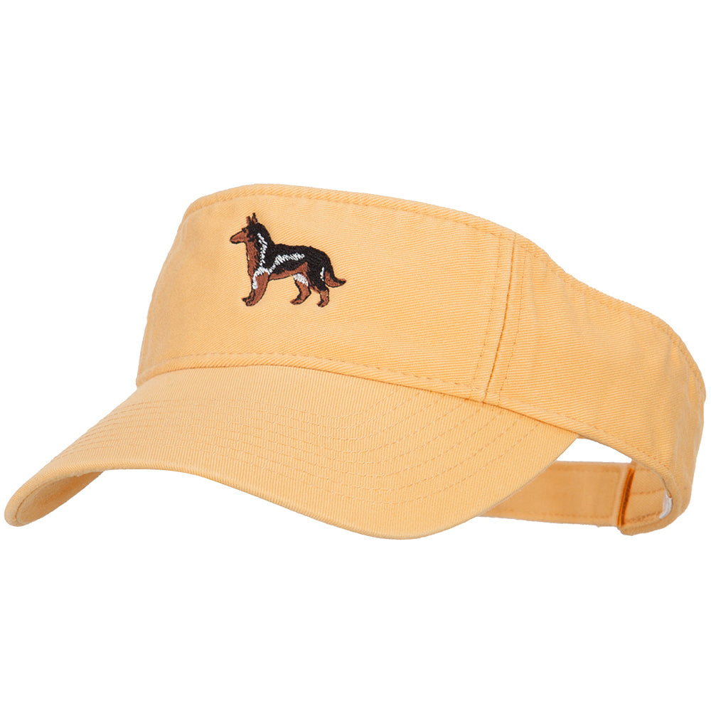 German Shepherd Embroidered Pro Style Cotton Washed Visor - Mango OSFM