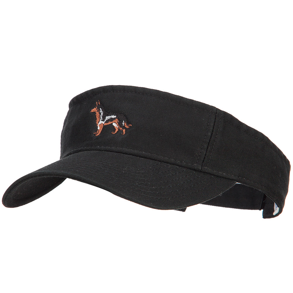 German Shepherd Embroidered Pro Style Cotton Washed Visor - Black OSFM