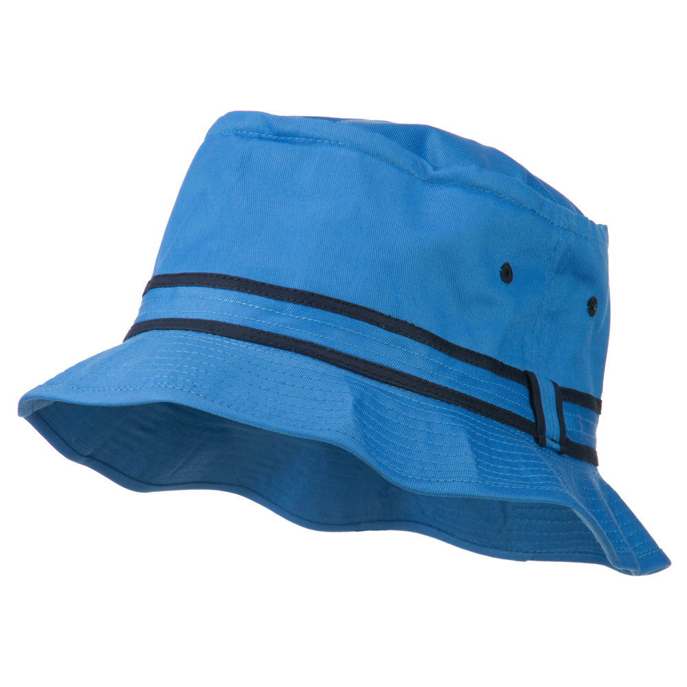 Striped Hat Band Fisherman Bucket Hat - Blue Navy S-M