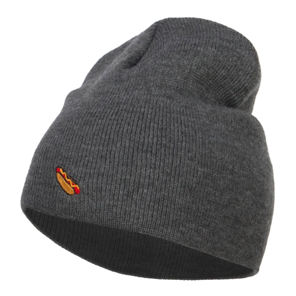 Mini Hot Dog Embroidered Short Beanie - Dk Grey OSFM