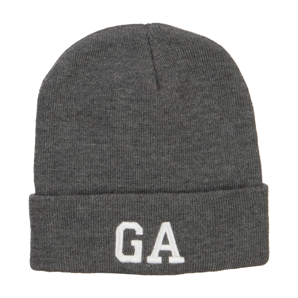 GA Georgia State Embroidered Cuff Beanie - Dk Grey OSFM