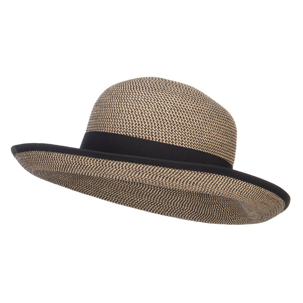 UPF 50+ Grosgrain Band Roll Up Hat - Black Tweed OSFM