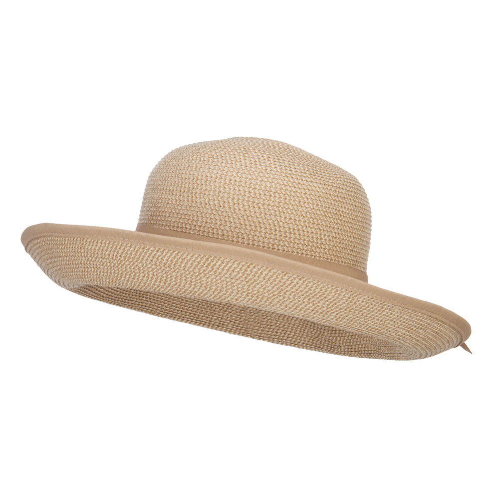 UPF 50+ Grosgrain Band Roll Up Hat - Tan Tweed OSFM