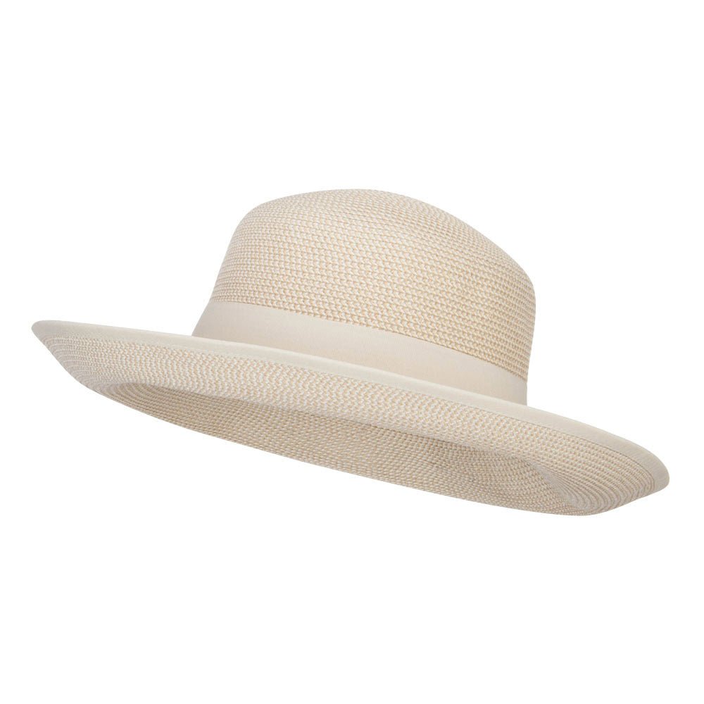 UPF 50+ Grosgrain Band Roll Up Hat - White Tweed OSFM