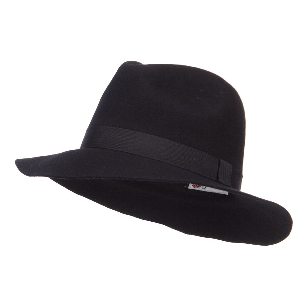 Women&#039;s Wool Felt Big Brim Fedora - Black OSFM