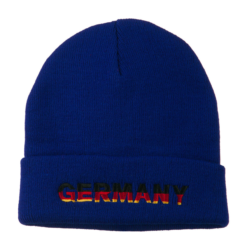 Germany Embroidered Long Beanie - Royal OSFM