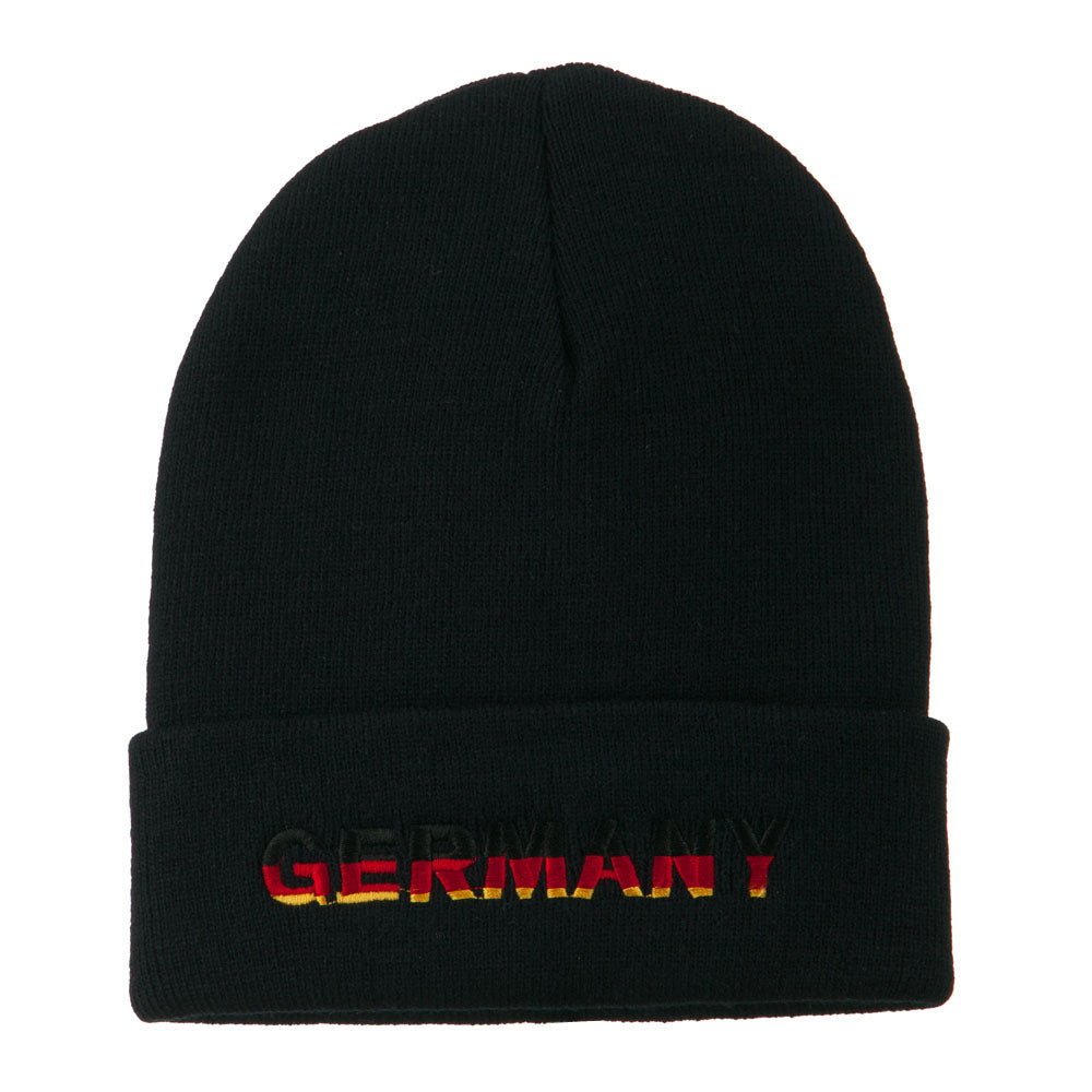Germany Embroidered Long Beanie - Navy OSFM
