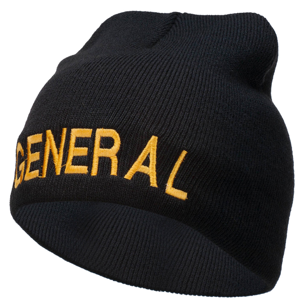General Embroidered Short Beanie - Black OSFM