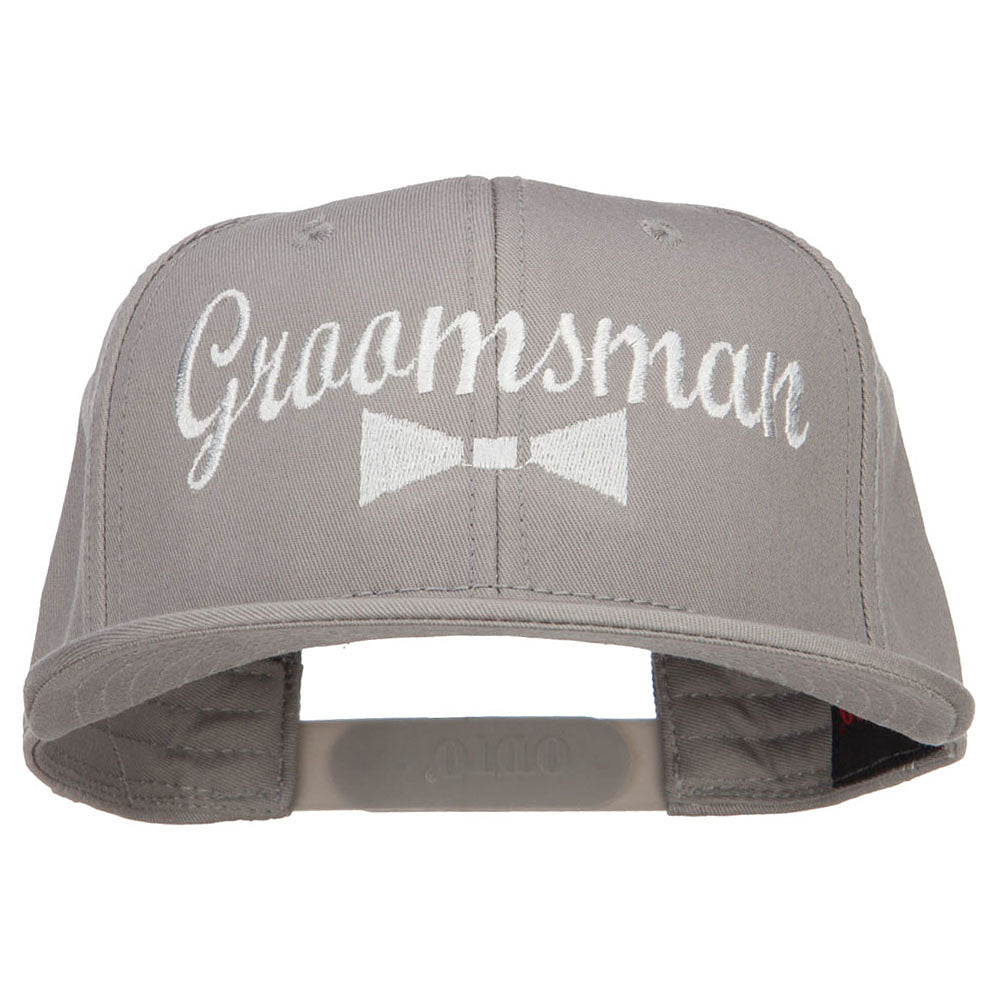 Groomsman Bow Tie Embroidered Cotton Snapback - Grey OSFM