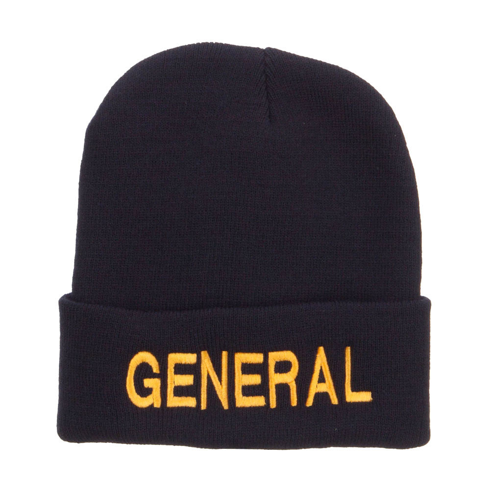 US General Embroidered Long Beanie - Navy OSFM