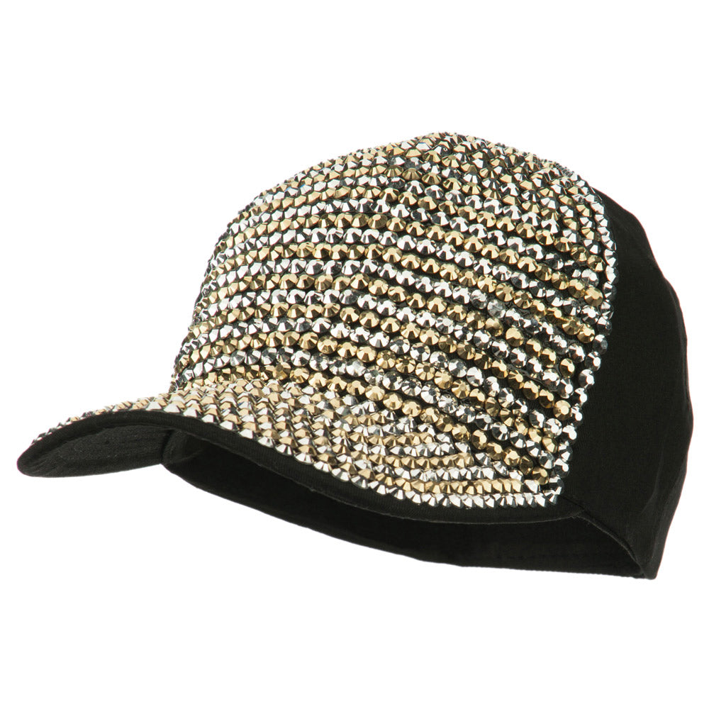 Gold Silver Stones Jewel Cap - Black OSFM