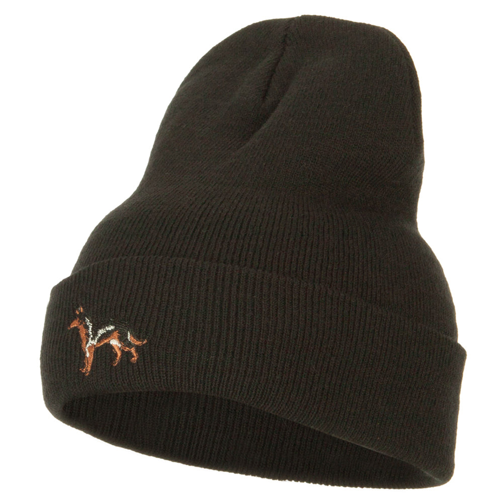 German Shepherd Embroidered Long Beanie - Black OSFM