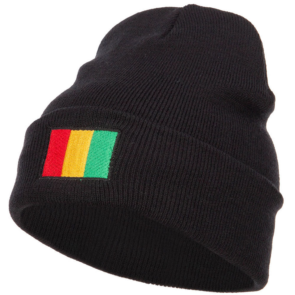 Guinea Flag Embroidered Long Beanie - Black OSFM