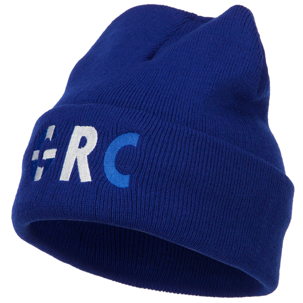 Greece GRC Flag Embroidered Long Beanie - Royal OSFM