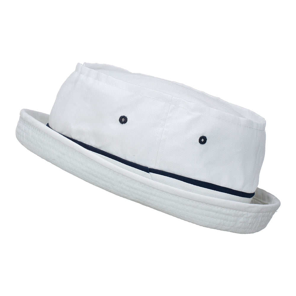 Big Size Roll Up Bucket Hat - White Navy XL-2XL