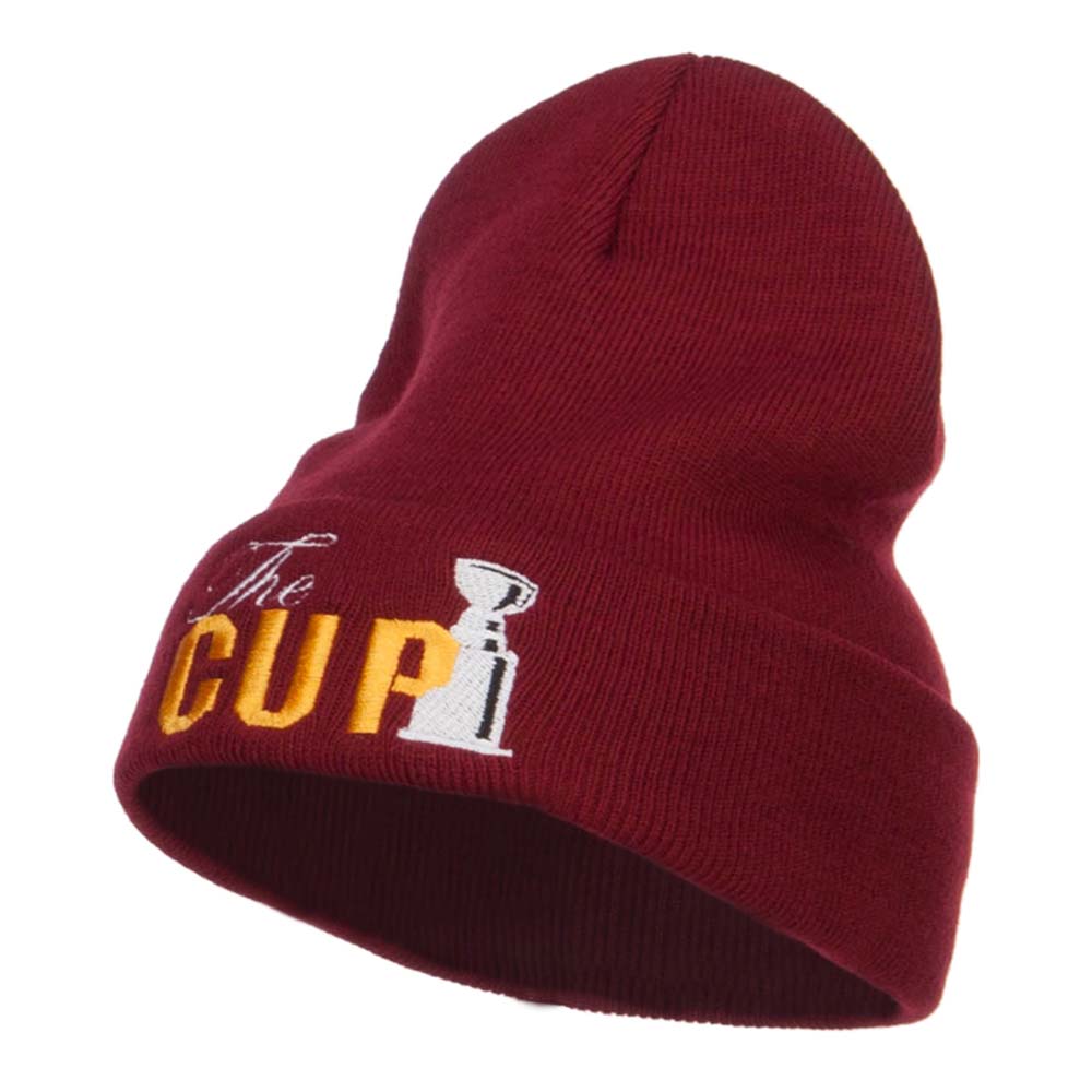 Hockey The Cup Embroidered Long Beanie - Maroon OSFM