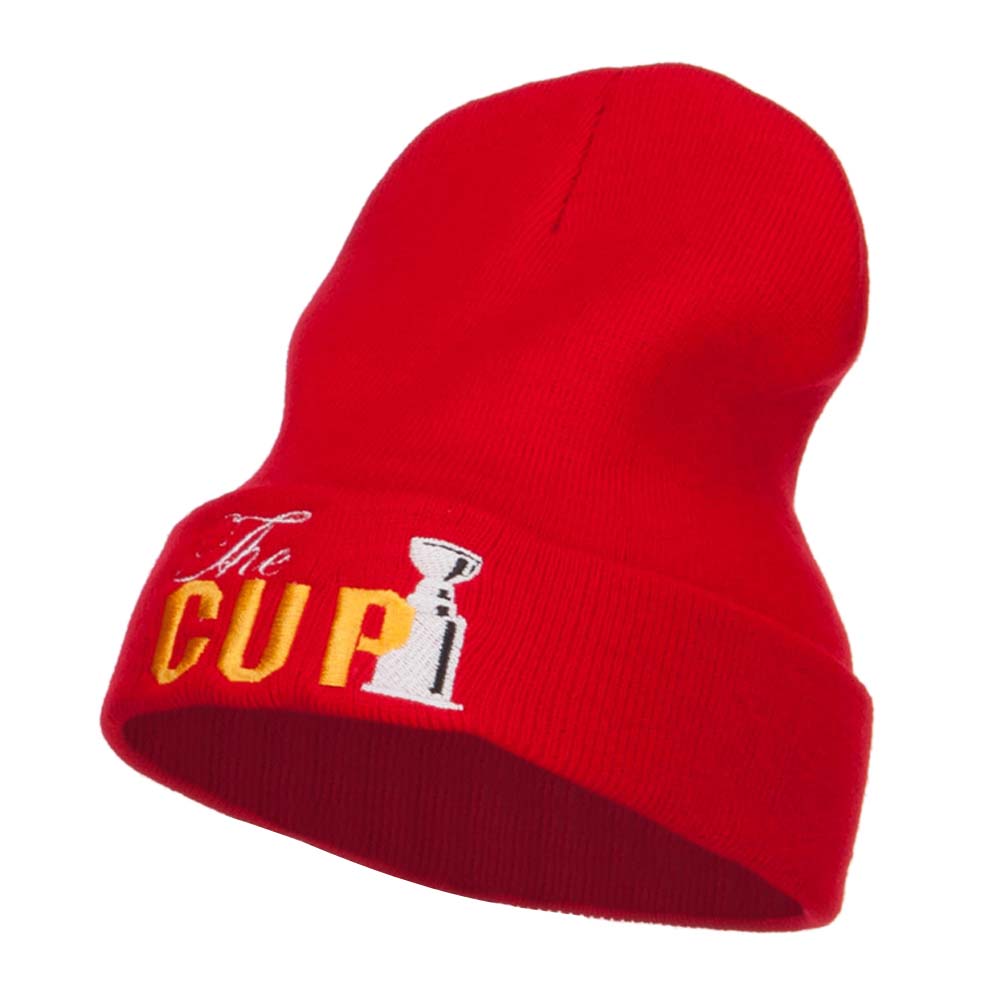 Hockey The Cup Embroidered Long Beanie - Red OSFM