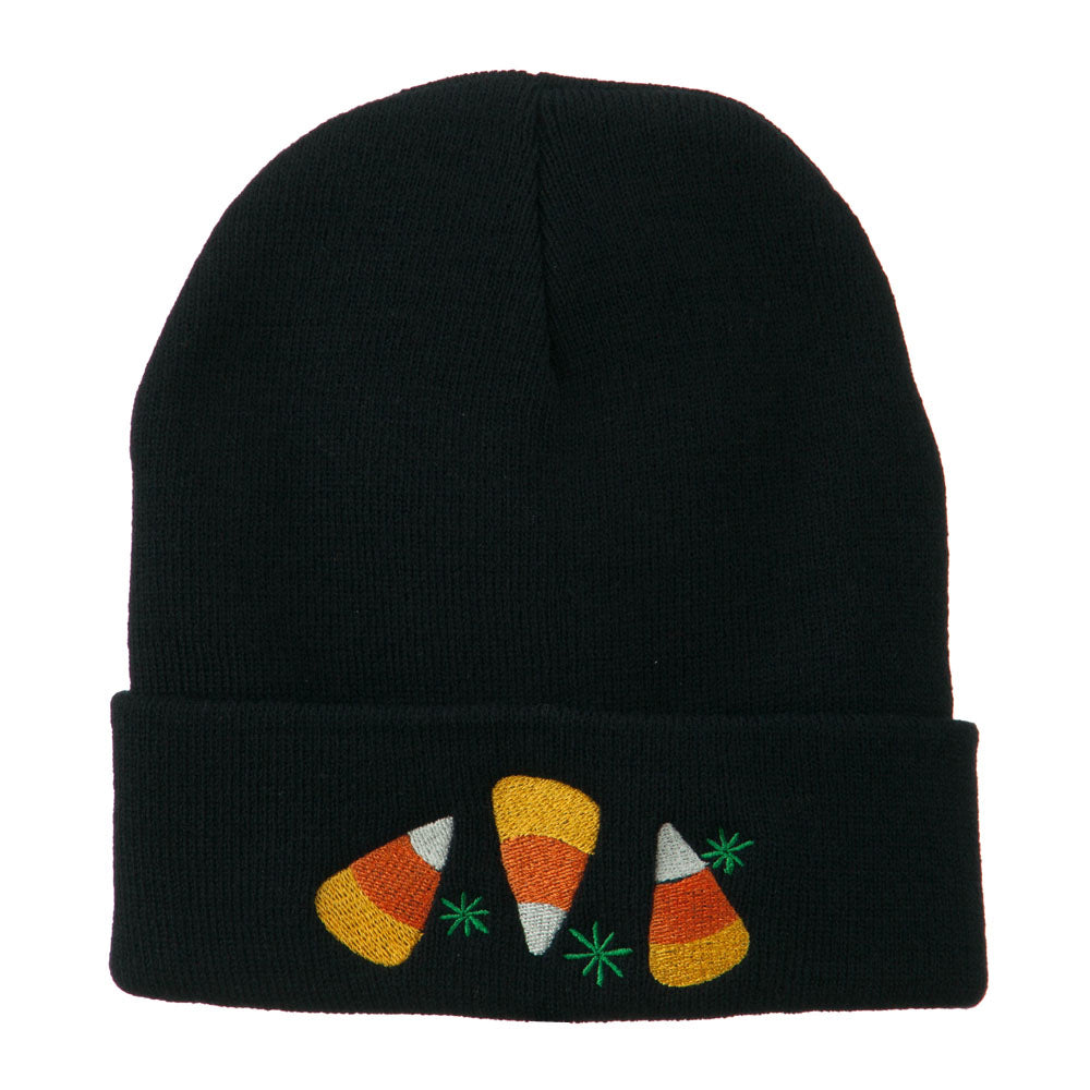 Halloween Candies Embroidered Long Beanie - Navy OSFM