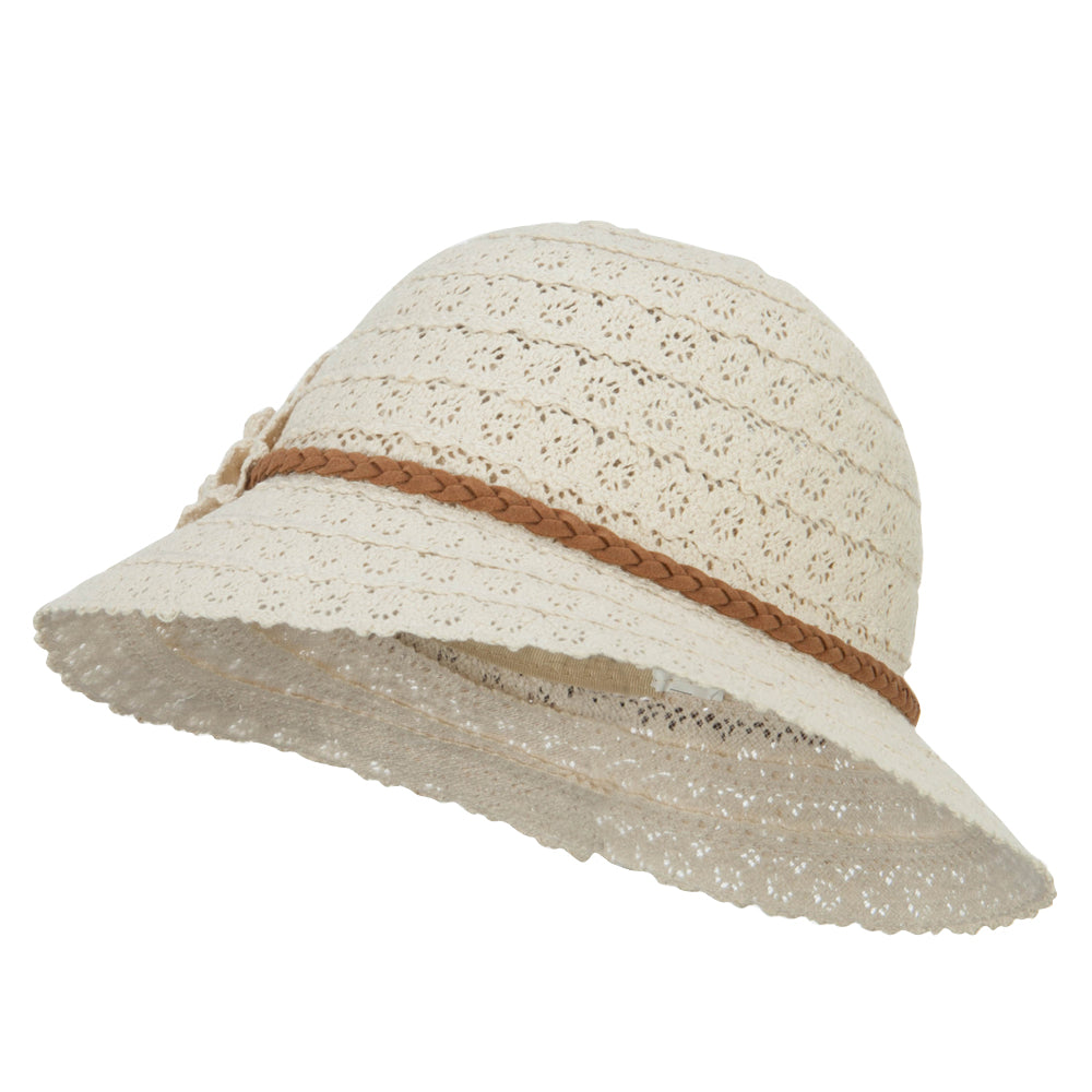 Girl&#039;s Lace Flower Bucket Hat - Cream OSFM